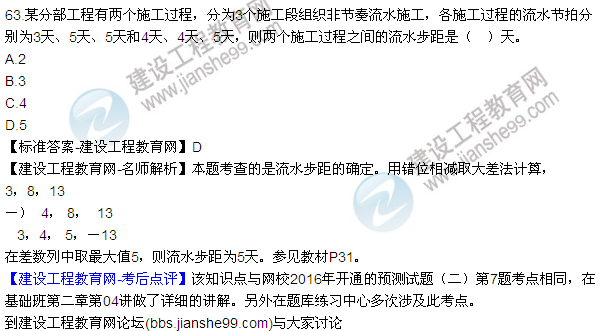 2016監(jiān)理質(zhì)量、投資、進(jìn)度控制試題及答案（43-63）