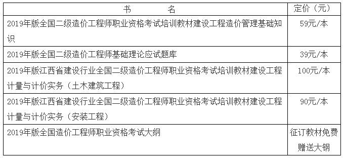 2019年版江西省建設(shè)行業(yè)全國二級(jí)造價(jià)工程師職業(yè)資格考試培訓(xùn)教材